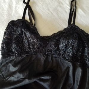 Black OLGA Full-Length Lace Nightgown, 36 Small S
